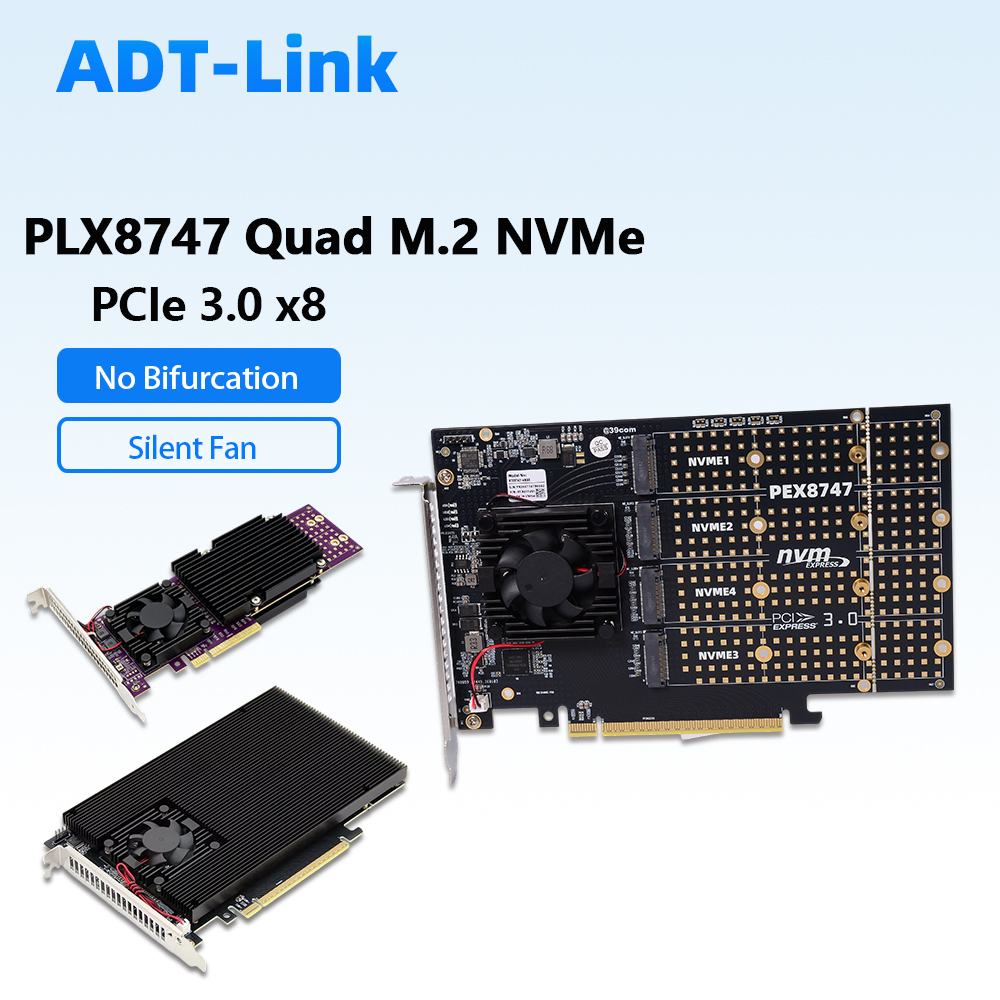 PLX8747 Quad M.2 NVMe PCIe 3.0 - Quad M.2 Nvme Pcie Bifurcation Card recension och pris